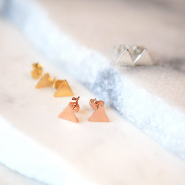 silver triangle earrings studs new next romance jewellery design geometric