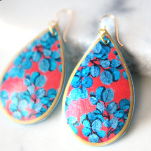 gold eucalyptus blue RED crop next romance jewellery australian made earrings flora