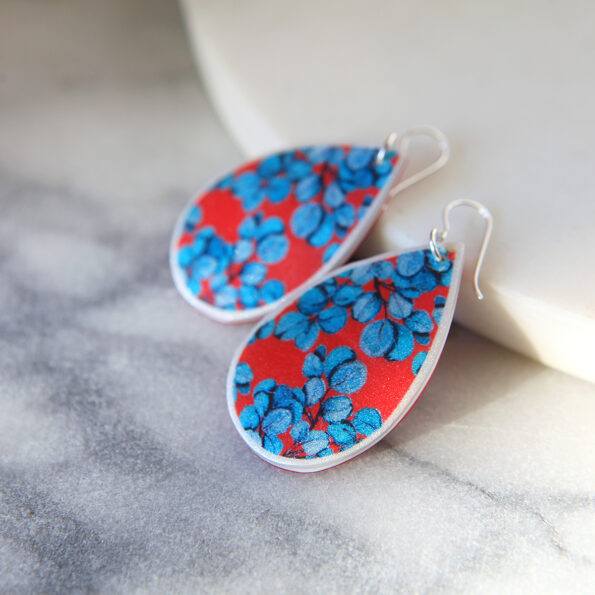 red blue gum eucalyptus earrings statement big design new next romance jewellery australian made