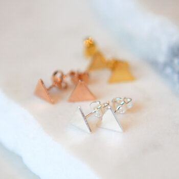 silver triangle earrings studs new next romance jewellery design geometric