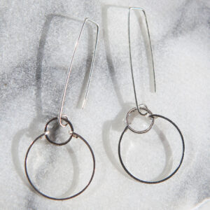 Tension hoop long sterling silver hooks sassy funky circle earrings. Next Romance jewellery Collection. FREE SHIPPING @themakeitcollective on high street Northcote indiefashion colourful virtualmarket handmadecanberra