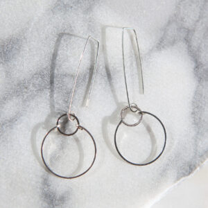 tension hoop with small circle LONG DROP earrings sterling handmade hooks new next romance jewellery finders keepers canberra sydney melbourne