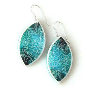 MANDALA marquis art earrings green next romance unique jewellery gift idea