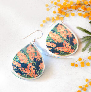small wattle earrings hook green next romance jewellery