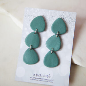 jungle green triangle clay earrings made in australia by next romance jewellery