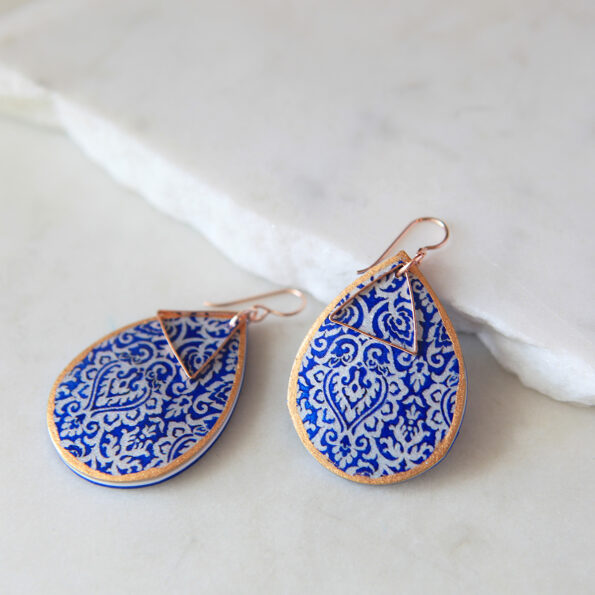 morocco blue rose gold art earring wedding bridesmaid earrings NEXT ROMANCE