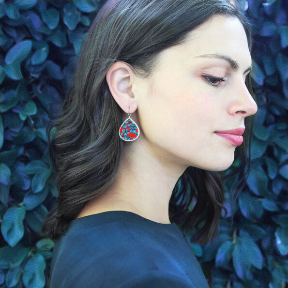 red art blue gum earrings Next Romance Jewellery-Australia model julz gift for her