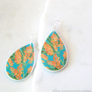teal green wattle art earrings 5cm teardrop next romance jewellery australia finders keepers marketplace
