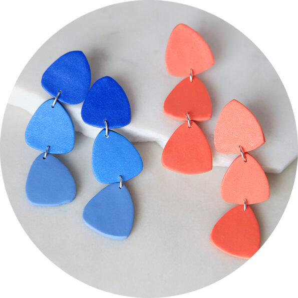 POC project clay triangle stud dangle statement earrings next romance colour life fun jewellery made in australia