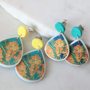wattle dangle stud earrings handmade next romance jewellery australia