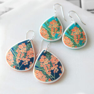 wattle forest art earrings marble polyresin sterling silver small NEW next romance australia melbourne