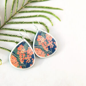 wattle forest art earrings marble polyresin sterling silver small NEW silver unique earrings next romance jewellery australia