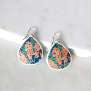 wattle forest art earrings marble polyresin sterling silver small NEW silver unique earrings next romance jewellery australia