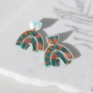 wattle mint art earrings marble sparkle polyresin sterling silver small NEW next romance jewellery melbourne