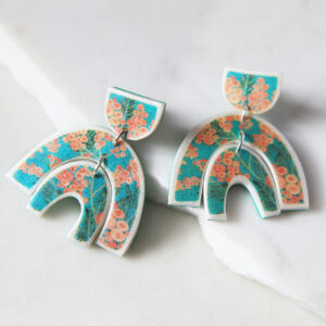 wattle mint art earrings marble sparkle polyresin sterling silver small NEW next romance jewellery melbourne