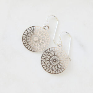 lasercut lazer cutout coin disk earrings - Next Romance geo design silver steel earrings melbourne australia rose street markets finders keepers