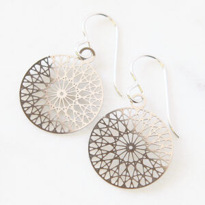 lasercut lazer cutout coin disk earrings - Next Romance geo design silver steel earrings melbourne australia rose street markets finders keepers