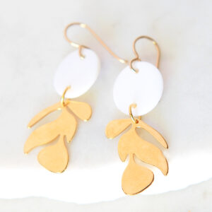 shell gold leaf earrings petite pretty gift new next romance jewellery