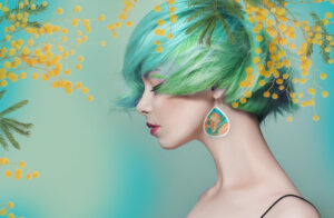 wattle earrings teal sparkle gold silver rose options handmade in australia botanical floral new next romance jewellery
