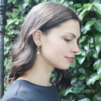 13mm-hammered pearl hoop earrings-NEXT-ROMANCE unique-jewellery-australia