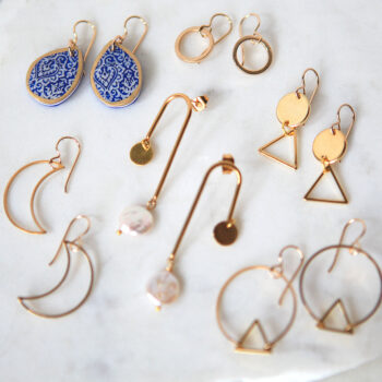 gold coin and triangle stack dangle earrings pearl goddess next romance jewellery australia