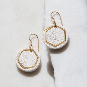 porcelain handmade earrings gold hexagon next romance unique mothers day gift melbourne