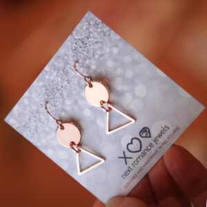rose gold geo minimal coin and triangle earrings nexy romance jewellery made in australia gifts for mum girlfriends