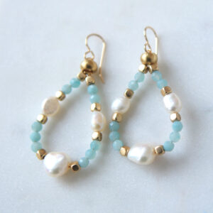 aqua gemstone crystal blue earrings hoops shimmery loopy next romance jewellery melbourne