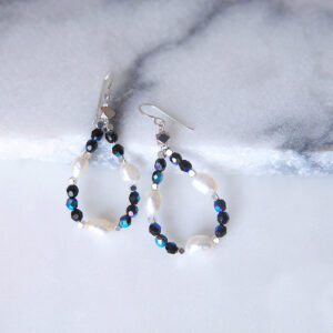 pearl hoop earrings BLUE gemstone earrings shimmery loopy next romance jewellery melbourne