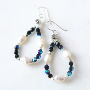 pearl earrings BLUE gemstone pearl hoop earrings shimmery loopy next romance jewellery melbourne