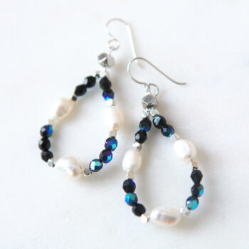 pearl earrings BLUE gemstone pearl hoop earrings shimmery loopy next romance jewellery melbourne
