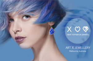 NEXT ROMANCE unique statement earrings australia BLUE sapphire floral porcelain header logo art jewellery