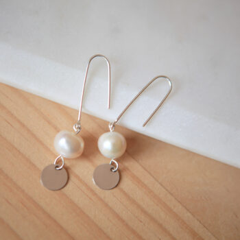 pearly coin dangley earrings made in australia sterling silver by next romance jewellery melbourne unique modern wedding gift
