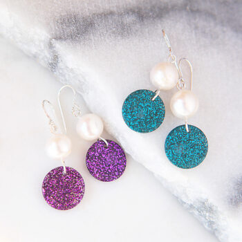 pearl glitter drops sterling silver hooks earrings next romance modern design jewellery