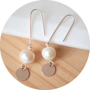 pearly coin dangley earrings made in australia sterling silver by next romance jewellery melbourne unique modern wedding gift