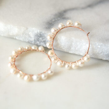 rose gold pearl hoop earrings wedding bridesmaid white pink jewellery australian made melbourne