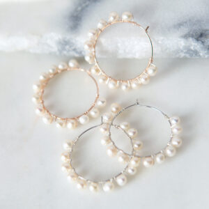 silver pearl hoop earrings wedding bridesmaid white jewellery australian made melbourne