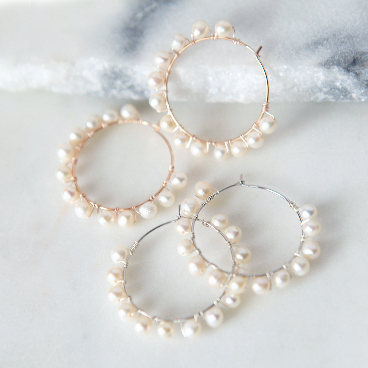Gold Hoop Earrings with Freshwater Pearls – J'Adorn Designs