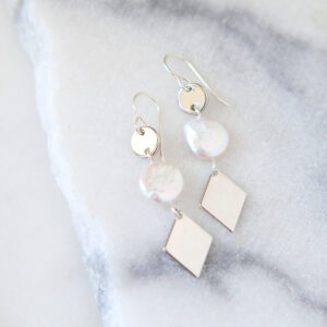 coin pearl silver triple diamond earrings next romance jewellery