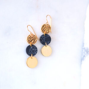 gold marble coin earrings gift triple 3 new next romance jewellery australian made