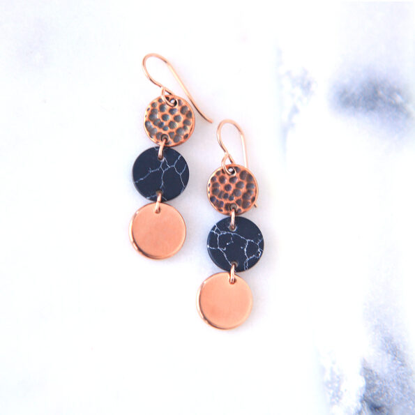 marble rose gold coin earrings gift triple 3 new next romance jewellery unique original australian made