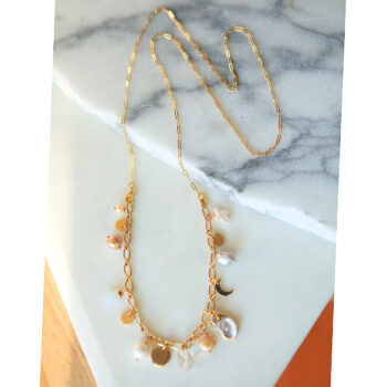 pearl bracelet with chain necklace gold