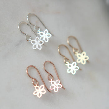pretty tiny flower earrings silver gold rose gold filigree petite cute jewellery made in australia minimal unique real silver steel