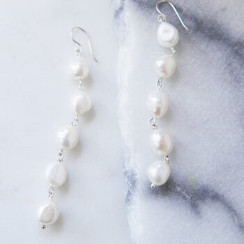 statement pearl earrings long white drop earrings multiple wedding earrings made in australia next romance jewellery