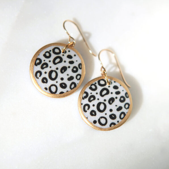 gold bubbles with dot earrings mono black next romance jewellery unique made in australia
