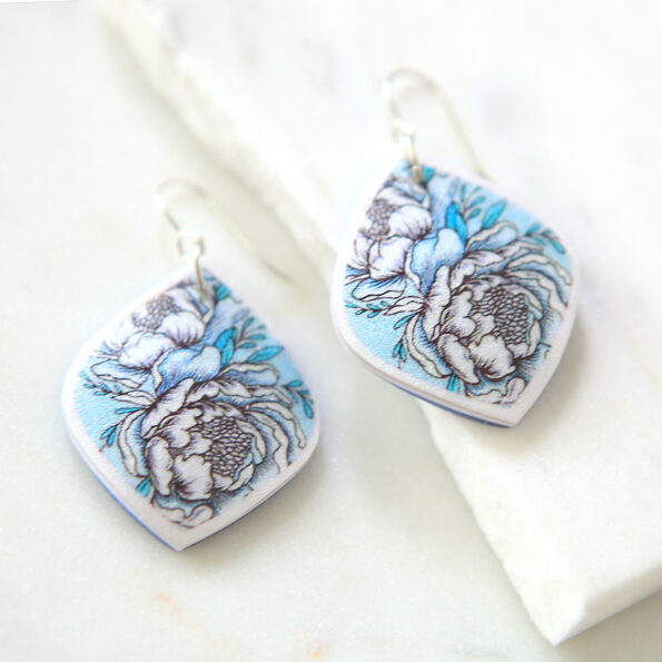 peony baby blue art earrings new next romance 2022 more colours