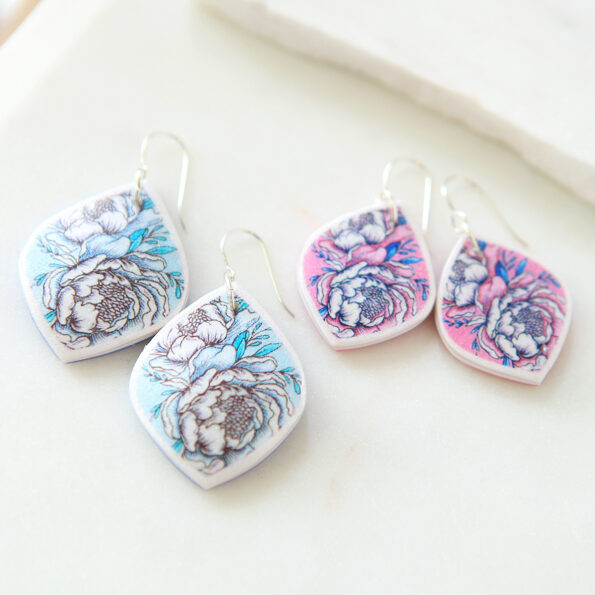 pink baby blue peony baby blue art earrings new next romance 2022 more colours
