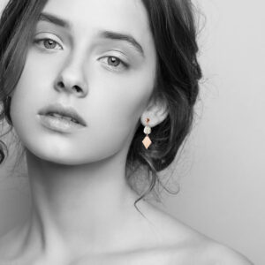 rose gold stud rhombus earring triangle model Next romance jewellery 22 made in australia