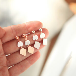 rose gold stud rhombus earring triangle model Next romance jewellery 22 made in australia