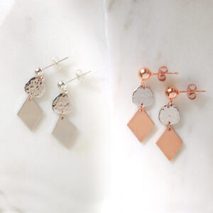 rose gold stud rhombus earring triangle model Next romance jewellery 22 made in australia